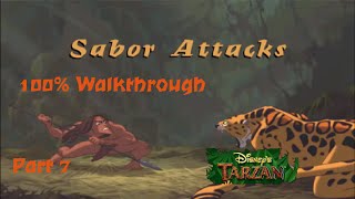 Disney's Tarzan (PS1) 100% Walkthrough - Part 7 - Level 6: Sabor Attacks (Hard)