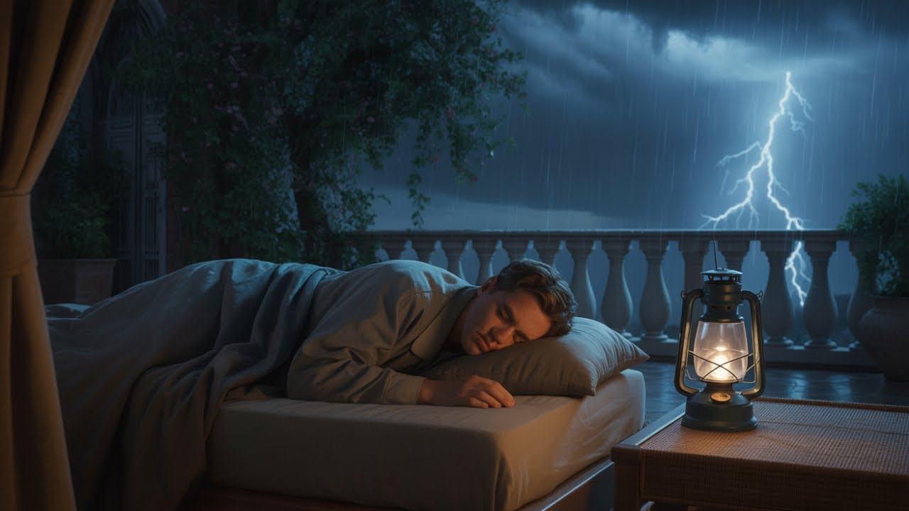 Arthur Lonely Night on the Balcony Terrace – Heavy Rain & Thunderstorm|RDR2 ASMR