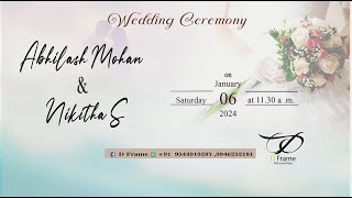 Wedding Live Telecast ll Abhilash Mohan with Nikitha S @ Mar Thoma Church @ Maramon