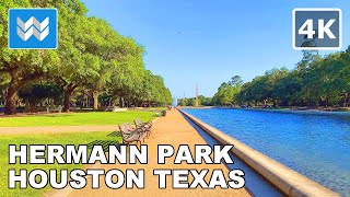 [4K] Hermann Park in Houston, Texas USA - Walking Tour & Travel Guide 🎧  Binaural Sound