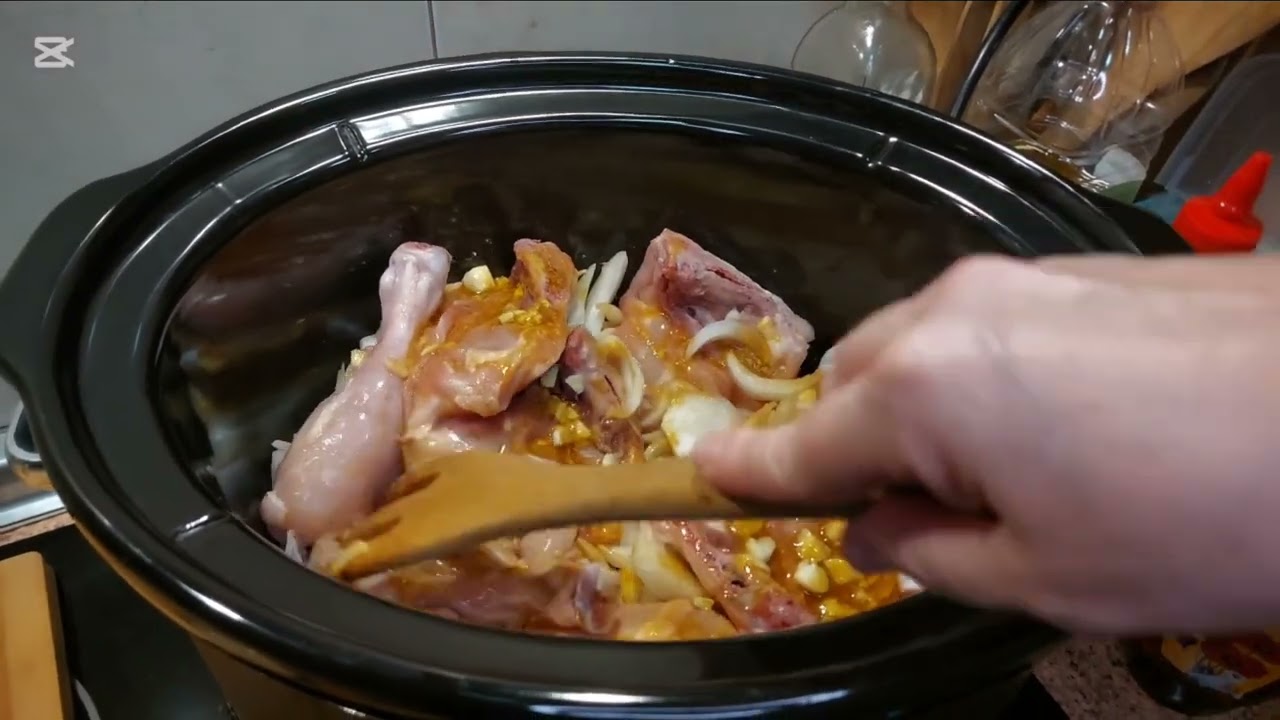 Pollo con miel,mostaza y soja en crockpot#ollalenta#bajatemperatura#recetafacilyrapida