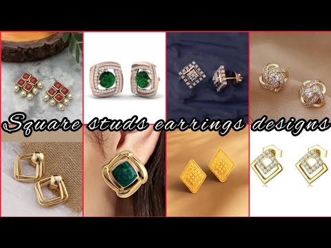 Square Gold Earrings | Art of Gold Jewellery, Coimbatore