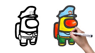 Police Bundle Among Us Coloring Page