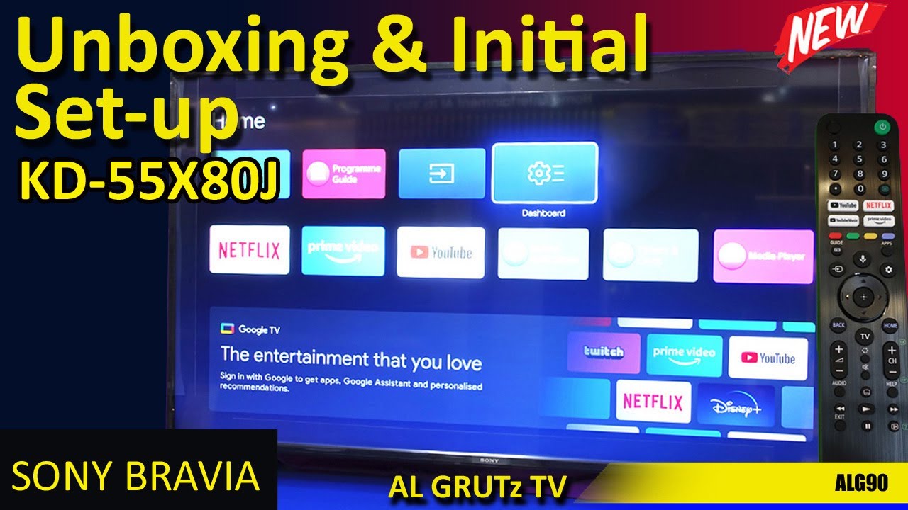 Sony Google TV KD-55X80J unboxing and initial set-up.. - YouTube