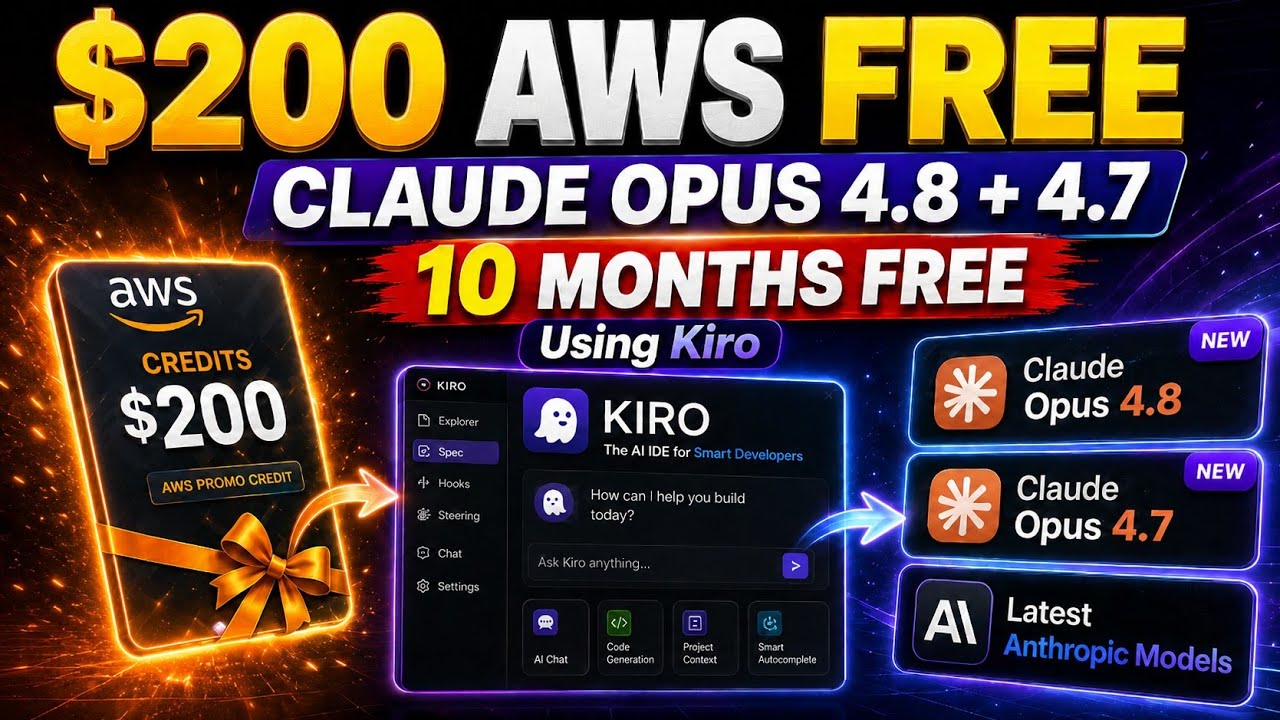 Access Claude Opus 4.8 + 4.7 Using AWS Free $200 Credit… — Transcript
