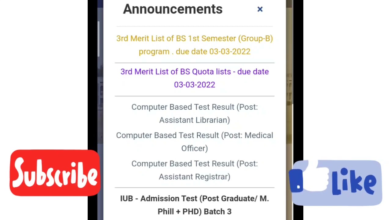 3rd merit list bs 1st semester Group B spring 2022 | Due date and challan