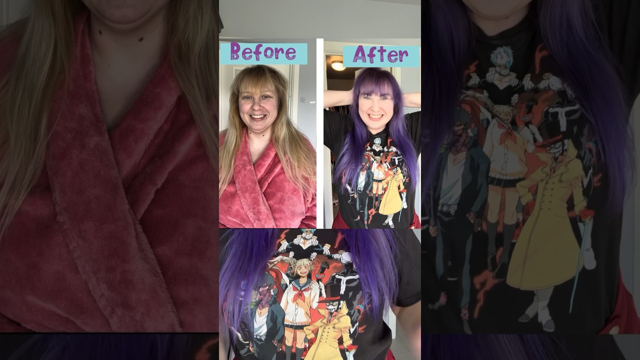 How I dyed my hair purple! Gives stardew valley vibes! #purplehair #animehair #hairdye #diy