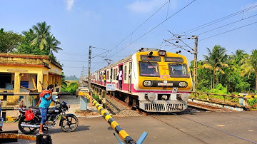 Amazing High Speedy MEDHA EMU Local Train Skipping out Rail Gate