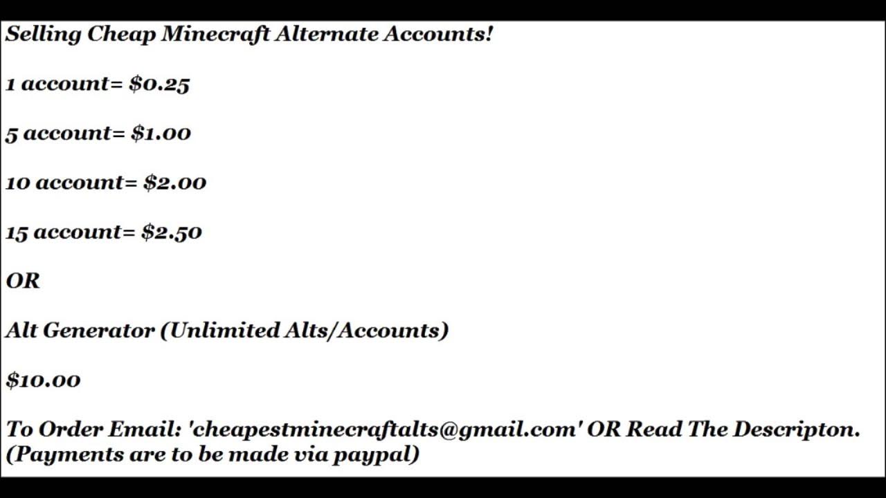 CHEAP MINECRAFT ALTS! $0.25 EACH - YouTube