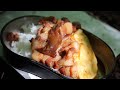 キャンプの朝からルーロー飯。戦闘飯盒２型で抜群な仕上がり。