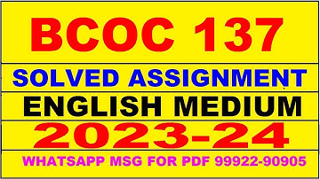 bcoc 137 solved assignment 2023-24 | bcoc 137 solved assignment in english 2024 | bcoc 137 2024