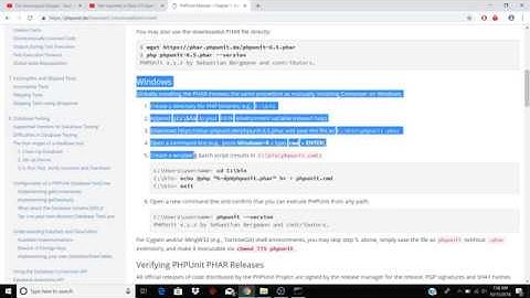 Installing Phpunit in Windows 10