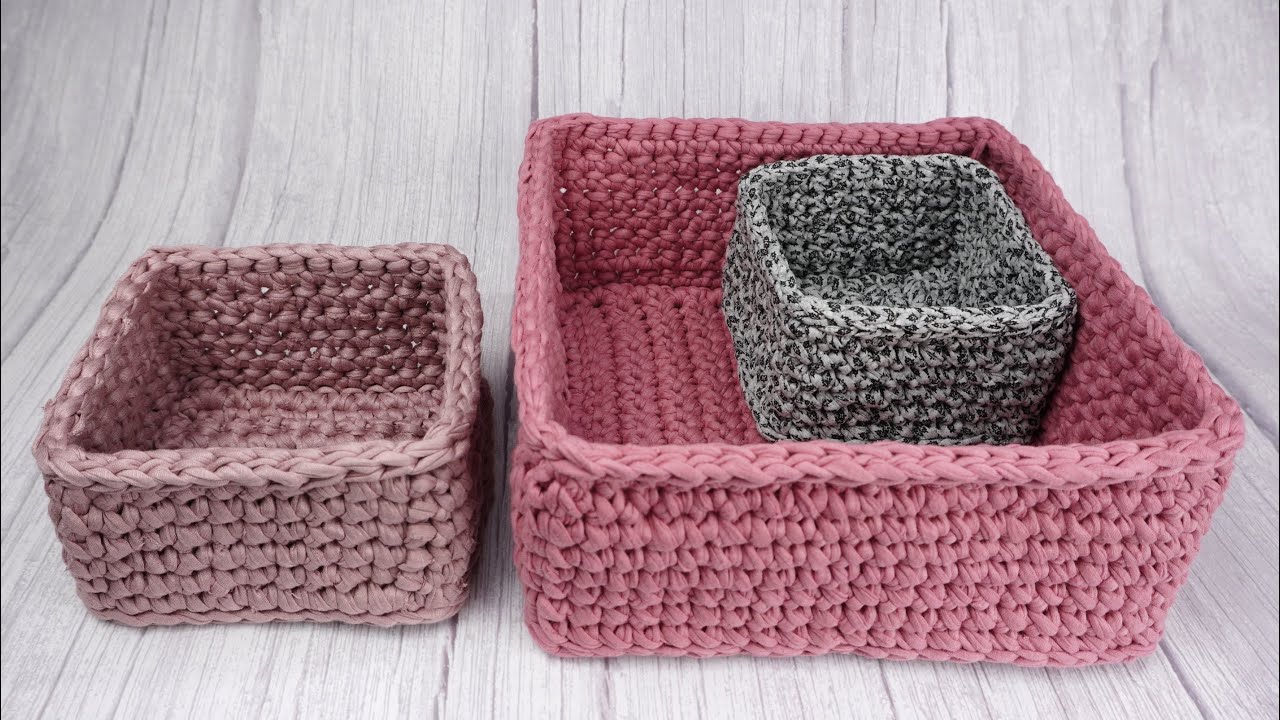 CESTA CUADRADA DE TRAPILLO FACIL DE HACER