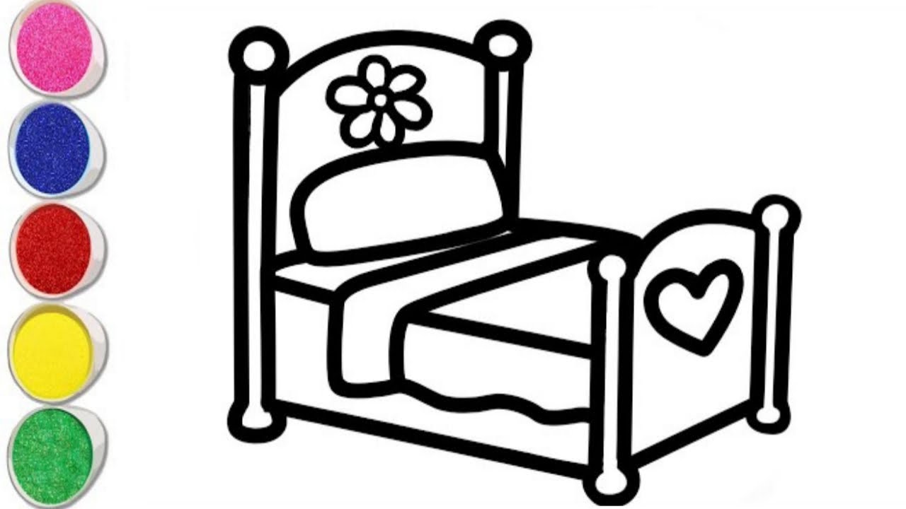 How to draw Bed 🛏️ easy drawing and colouring step by step kids