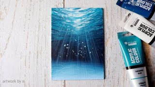 Underwater Painting on Mini Canvas / Easy Acrylic Painting for Beginners