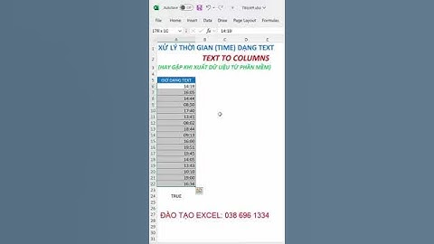 Xử lý thời gian xuất ra từ máy chấm công ở dạng Text #Shorts  #excel #exceltips