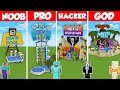 WATER SLIDE AQUA PARK BUILD CHALLENGE - Minecraft Battle: NOOB vs PRO vs HACKER vs GOD / Animation