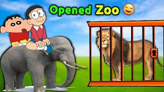 Shinchan And Nobita Opened Zoo 😂 || 😱 Funny Game Zoo Tycoon screenshot 2