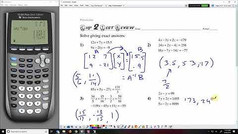 Systems of Equations and Matrices on the Calculator (Pre-Calculus Ch 2 Rev pt 1)