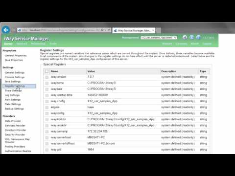 iWay e-Business Lab 1: Step 4, Setting Special Registers in the iSM Administration Console