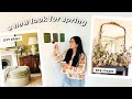 Spring living room refresh pt 1 fringe ottoman  floral installation