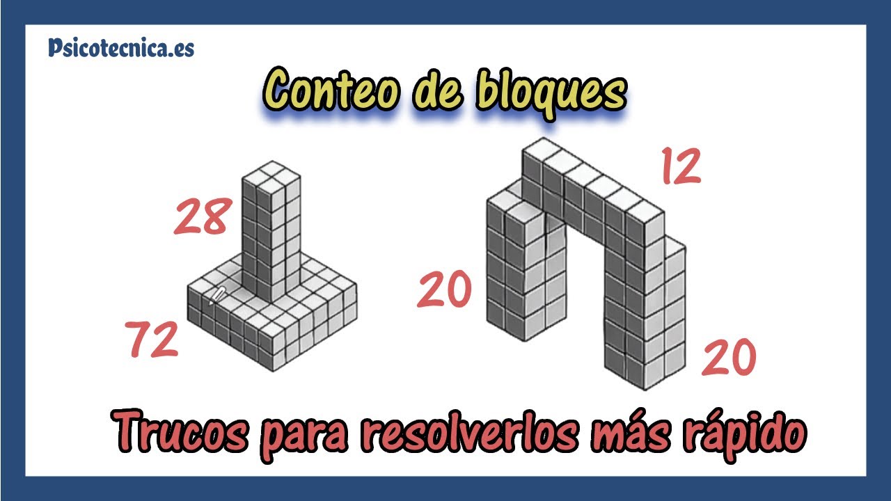🔢 Test psicotecnico de CONTEO de bloques | con 20 ejercicios explicados
