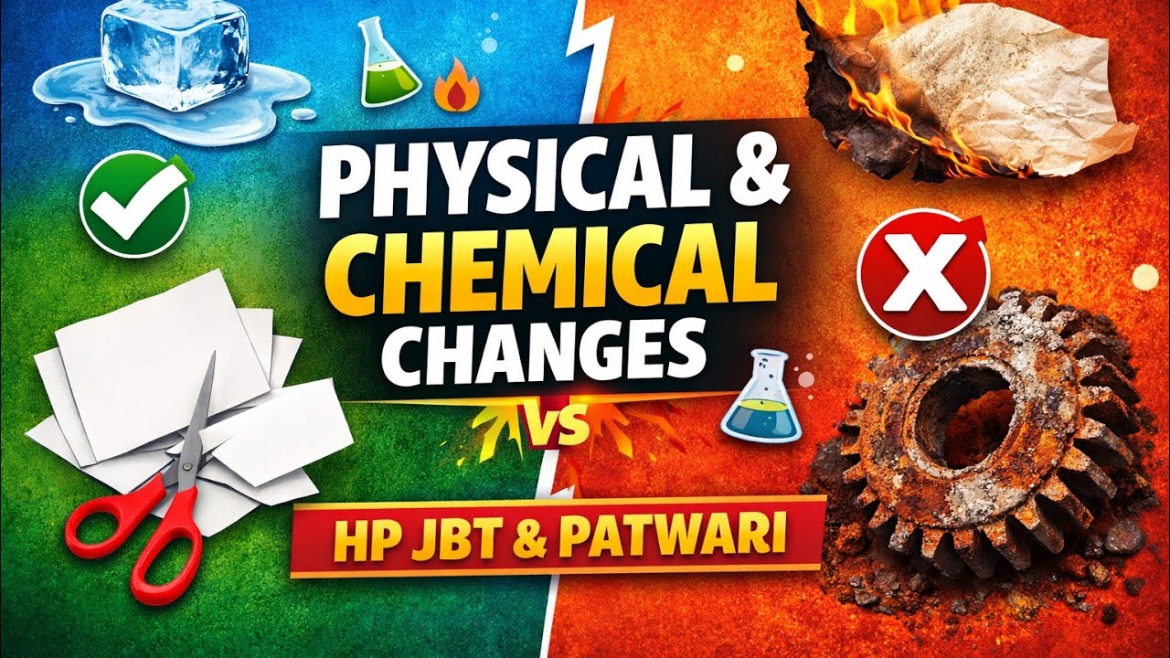 SCIENCE CLASS- 20 |PHYSICAL AND CHEMICAL CHANGE |CONCEPT+ MCQs/HP JBT COMMISSION/HP PATWARI 2025