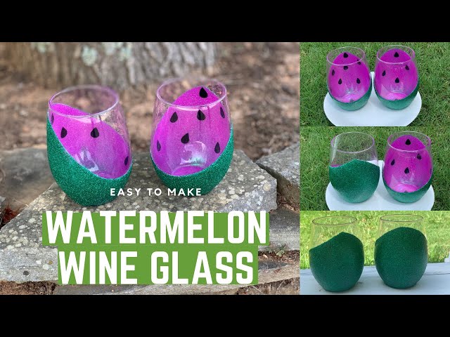 Life is Sweet Peekaboo Watermelon Glitter Wine Glass Custom Wine