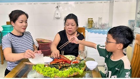 Làm Cá thác lác chiên lá lốt cuộn bánh tráng cùng mẹ và con trai quá xá ngon😋😋😋