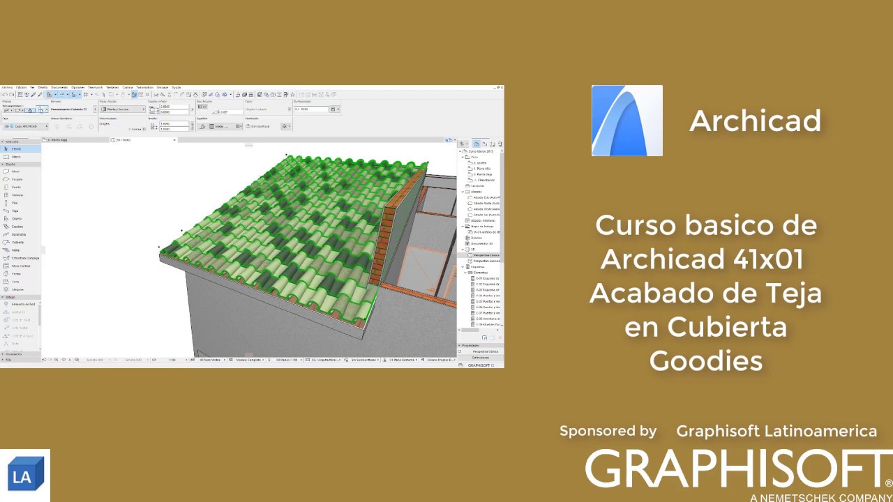 CURSO BASICO DE ARCHICAD 41x01 Acabado de teja en cubierta #archicad # ...