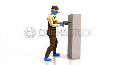 CinemaStock - 3D-Animation - 3D Animation of Repairman Using a Drill that requires the V-Ray Plugin