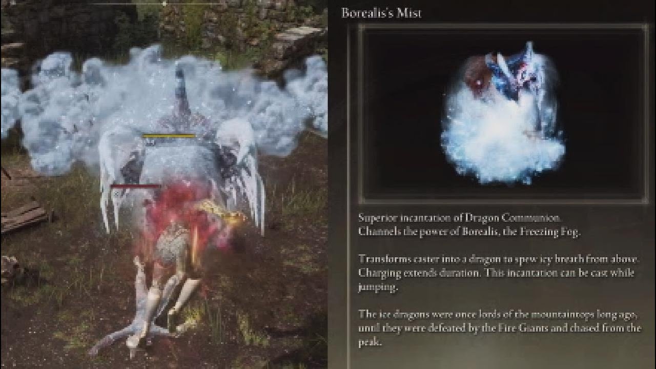 Elden Ring Borealis's Mist Spell Location and Demonstration Ice Breath