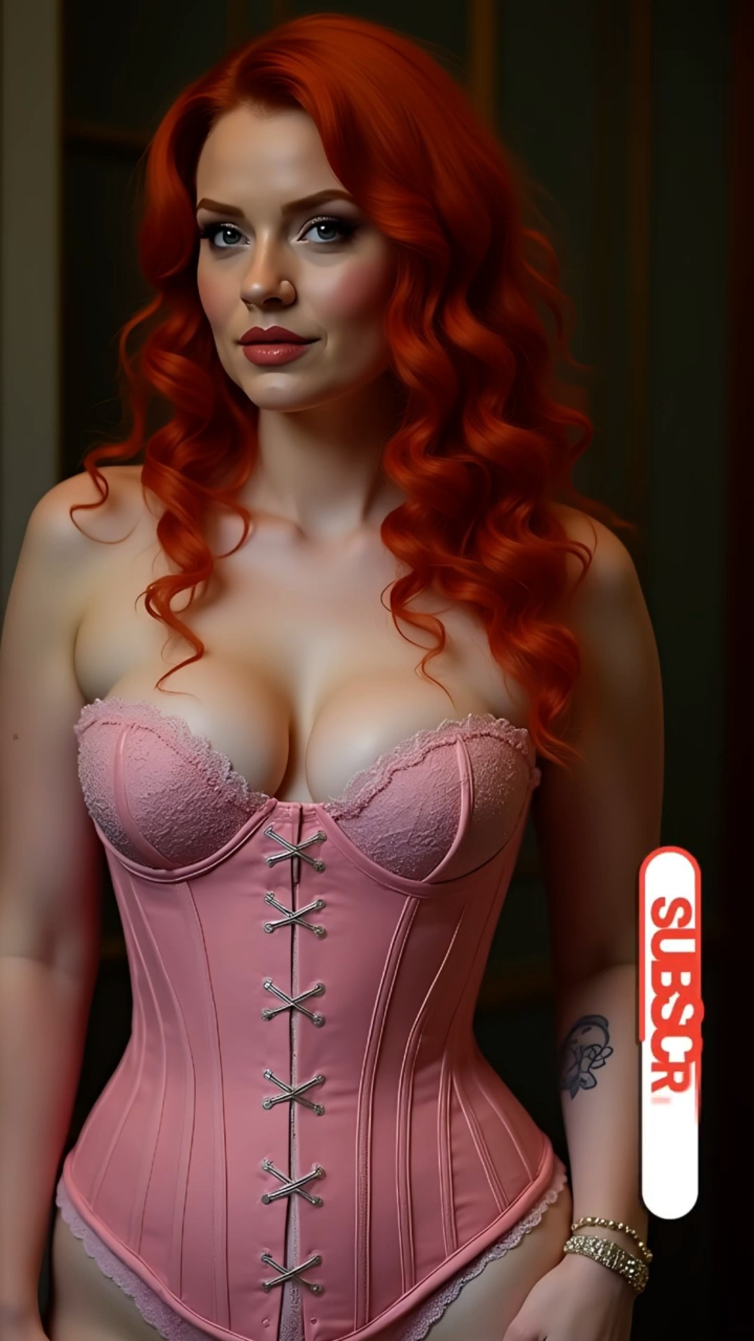Discover the Allure of Stunning Slim Ginger Rocking Pink Corsets in Style! vol.2