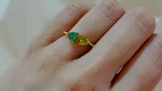Video: Green Quartz and Lemon Quartz Diamond Ring TRILLON