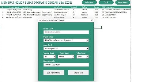 PART 2 - NOMOR SURAT OTOMATIS SESUAI DEPARTEMEN, JENIS SURAT, BULAN DAN TAHUN