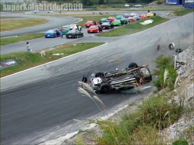 180SX 大クラッシュで横転 ドリフト大会 備北ハイランドサーキット