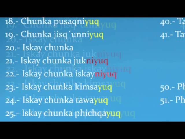 Numeros En Quechua 1 Al 1000 Wmv Youtube