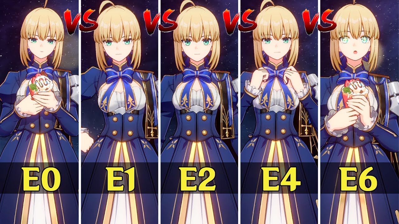 Saber E0 vs E1 vs E2 vs E4 vs E6 in MoC 3.4 - Honkai: Star Rail