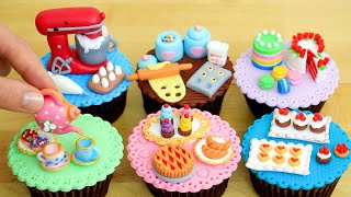 8Pcs Dollhouse Miniature Food Chocolate Strawberry Cakes Cupcake YT 
