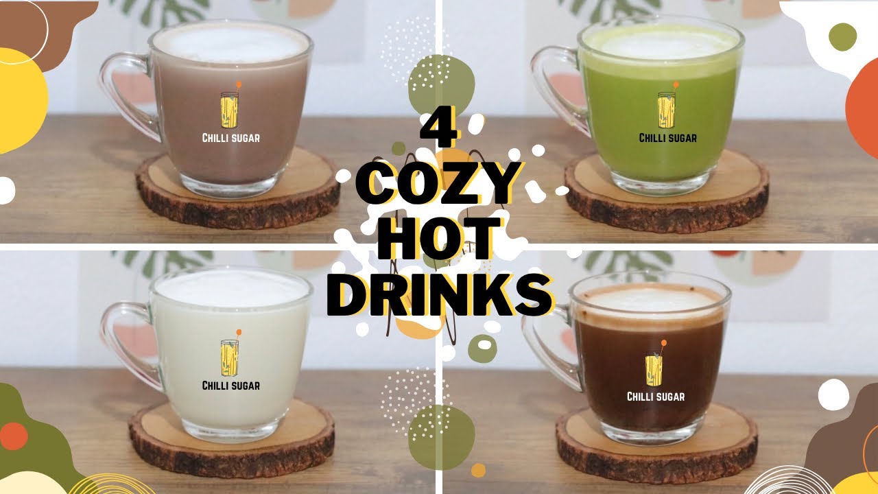 เครื่องดื่มร้อน 4 สูตร ชงง่ายๆ | 홈 카페 Home cafe | 4 Cozy Hot Drinks At Home (Recipes)