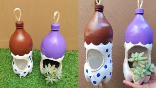 CASA DE PASSARINHO E VASO COM SUCULENTAS GARRAFAS PET Birdhouse and vase recycling plastic bottles