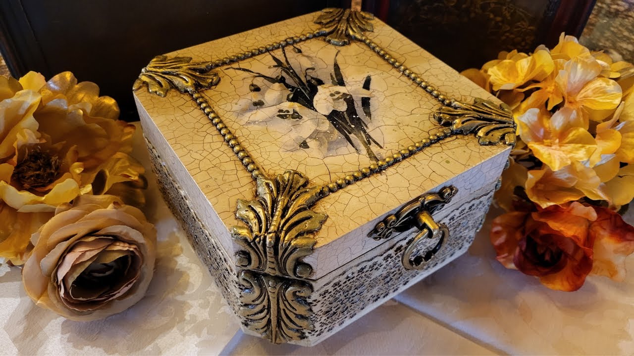 Decoration of Vintage Jewelry Box! Decoupage, Stone Clay, Tutorial