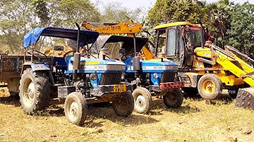 Jcb 3dx Backhoe Loader Machine Loading Mud In Sonalika 740 Di Rx Tractor | Jcb Tractor Cartoon | Jcb