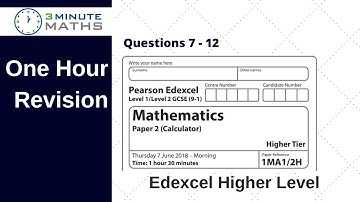 Edexcel GCSE Higher Maths Paper 2 June 2018 - Questions 7 - 12