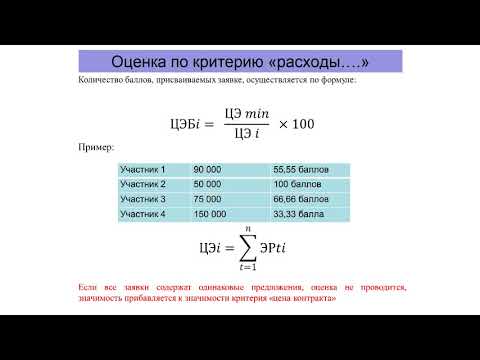 Критерии оценки заявок при проведении открытого конкурса (лектор - Лукоянова Е.А.)