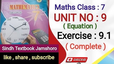 Maths Class 7 | Unit 9 | Exercise 9.1 complete  | Sindh Textbook board