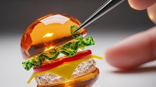 Mini Glass Food Burger – Ultra Satisfying ASMR Cooking 😍 Mini Glass Burger Cooking