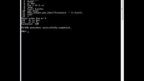 PL/SQL Program to Find Factorial of a Number