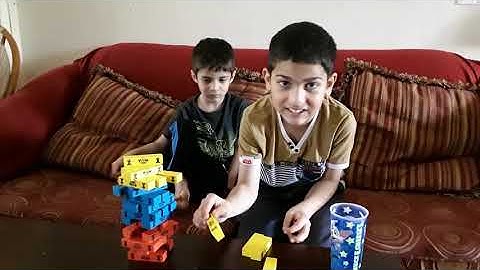 Ryan and Adam Pretend Play with Colored Block Toys Jenga!!
