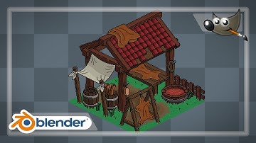 Pixel art Tanner`s Workshop in Blender and GIMP (time-lapse)